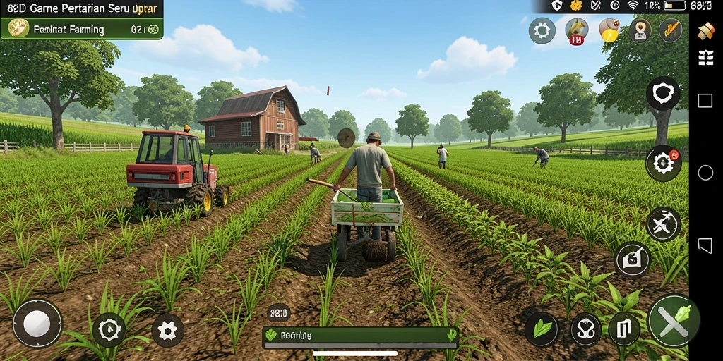 Screenshot utama 88ID menunjukkan gameplay bertani yang menarik.