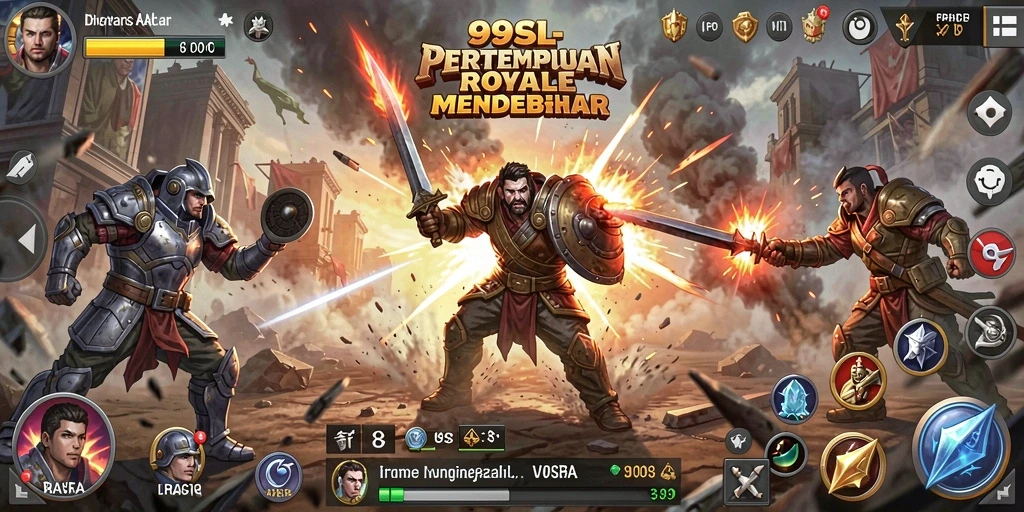 Screenshot gameplay 99SL yang penuh aksi Battle Royale.