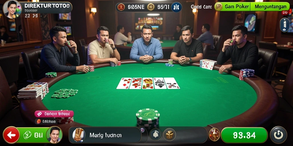 Tangkapan layar gameplay DIREKTURTOTO menampilkan aksi seru permainan Poker.