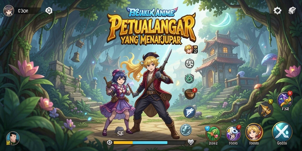 Screenshot utama F32 menampilkan karakter Anime dalam aksi epic.