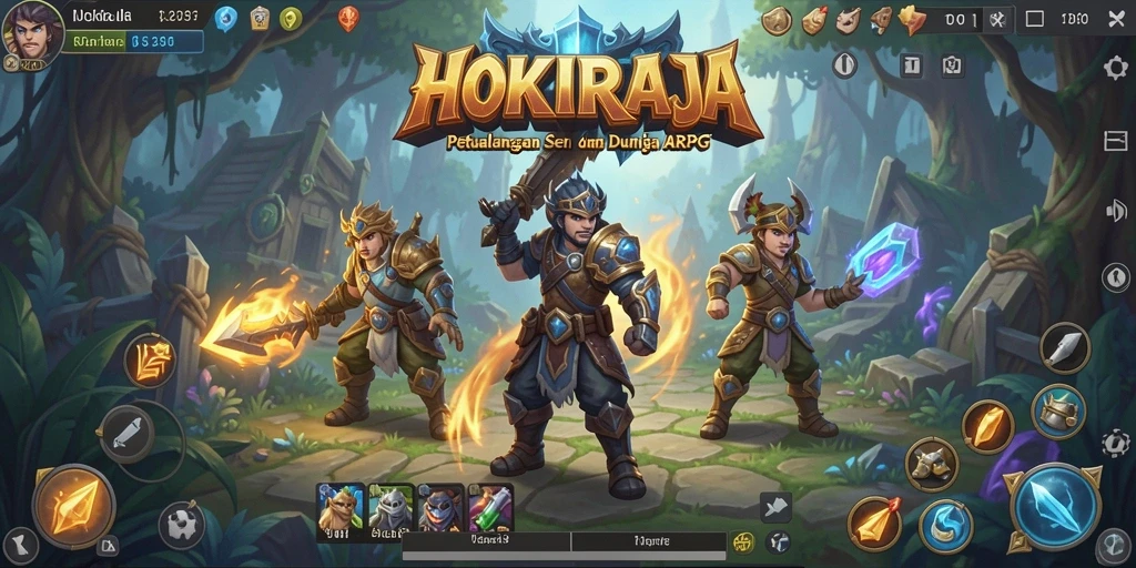 Tangkapan layar utama HOKIRAJA, menampilkan aksi pertarungan yang seru dalam dunia ARPG.