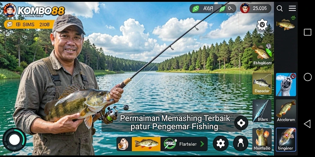 Tampilan gameplay menarik dari KOMBO88 saat memancing.