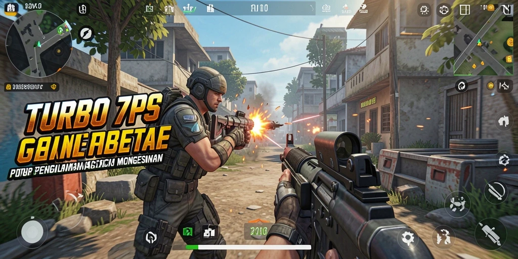 Screenshot gameplay TURBO78 yang menunjukkan aksi seru dalam pertempuran TPS.