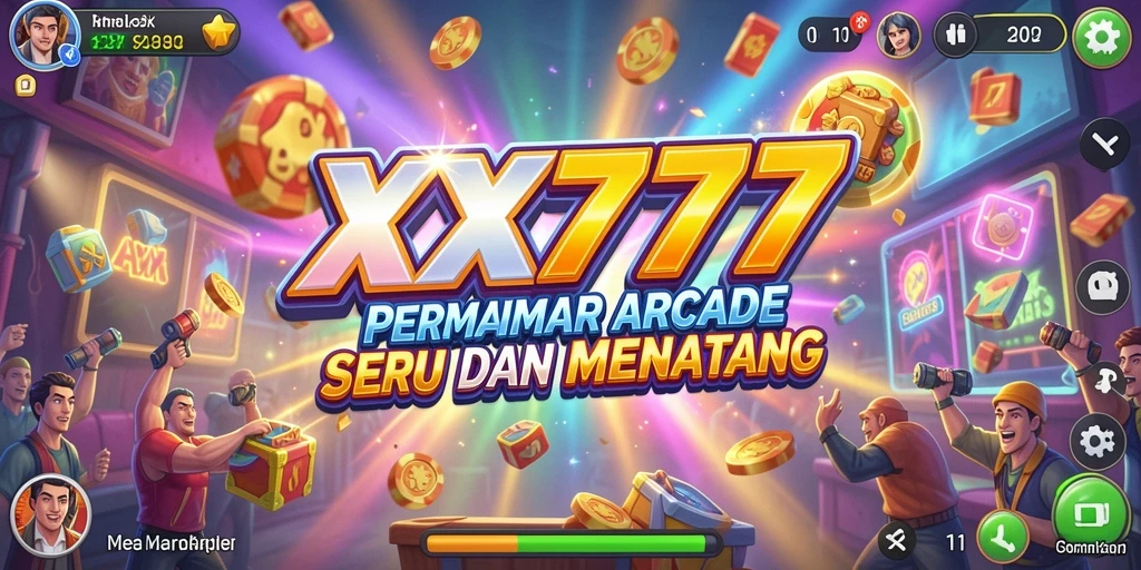 Tampilan gameplay XXX777 yang penuh warna dan aksi seru.