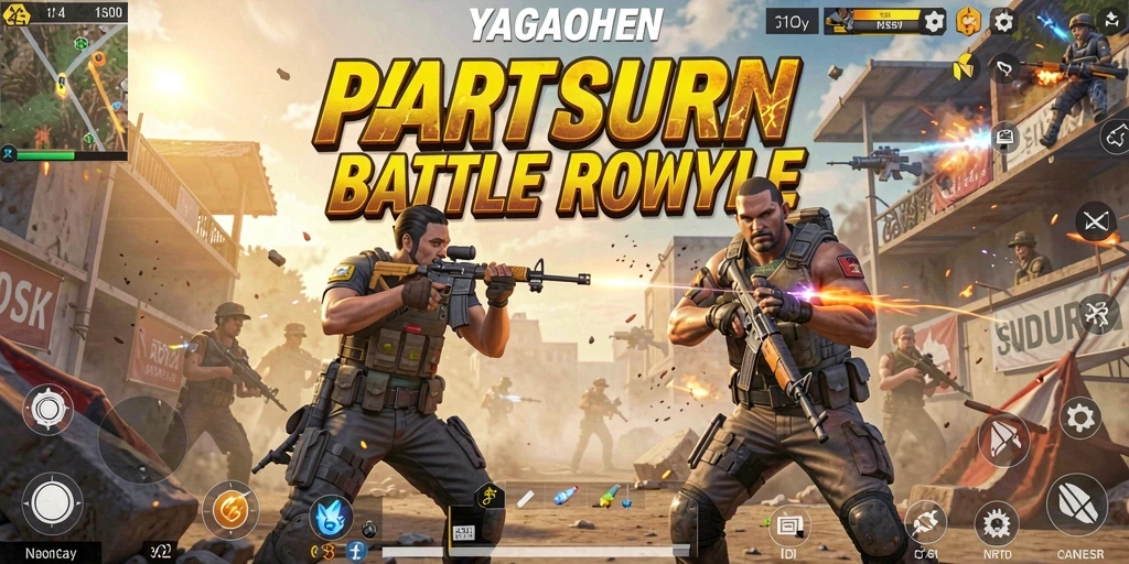 Screenshot YAGAOHEN menampilkan aksi intens dalam pertempuran Battle Royale.